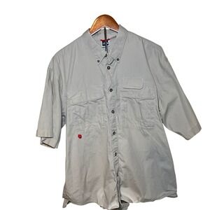 The North Face Button Down Shirt Mens Large Tan  Short Sleeve Vented Hiking